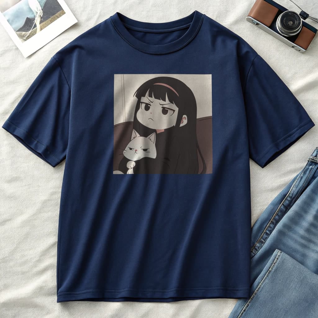 Unbothered Mood Unisex Dropshoulder Tshirt - Navy blue