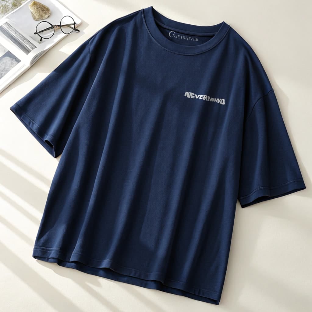 Nevermind Unisex Dropshoulder Tshirt - Navy Blue