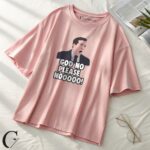 God No Please Meme Oversized T-Shirt | Funny Graphic Tee by Getshiver