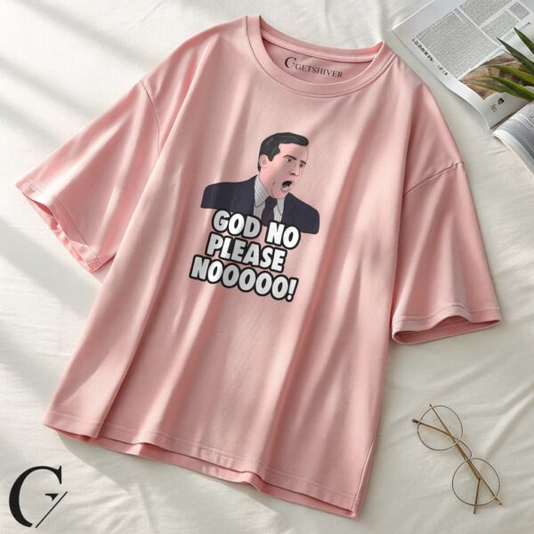 God No Please Meme Oversized T-Shirt | Funny Graphic Tee by Getshiver