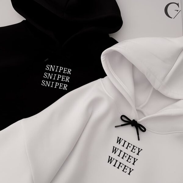 SNIPER x WIFEY Oversized Drop-Shoulder Couple Hoodie Set – Minimal Streetwear Couple Edition by Getshiver