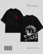 Tanjiro Kamado Flame Tee - Demon Slayer Unisex Oversized Drop Shoulder Anime Graphic T-Shirt | GetShiver - Image 10