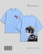 Tanjiro Kamado Flame Tee - Demon Slayer Unisex Oversized Drop Shoulder Anime Graphic T-Shirt | GetShiver - Image 9