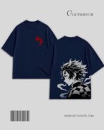 Tanjiro Kamado Flame Tee - Demon Slayer Unisex Oversized Drop Shoulder Anime Graphic T-Shirt | GetShiver - Image 2