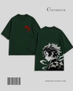 Tanjiro Kamado Flame Tee - Demon Slayer Unisex Oversized Drop Shoulder Anime Graphic T-Shirt | GetShiver - Image 3