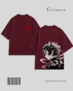 Tanjiro Kamado Flame Tee - Demon Slayer Unisex Oversized Drop Shoulder Anime Graphic T-Shirt | GetShiver - Image 5