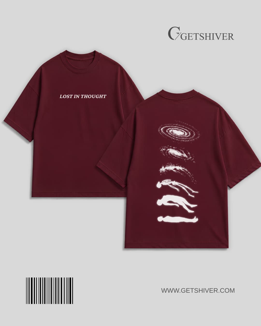 5 Lost in Thought Oversized Drop Shoulder Tee - Unisex Cosmic Graphic T-Shirt | GetShiver - Image 1