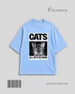 Cats. All Bite No Bark Drop Shoulder Oversized T-Shirt | Cat Graphic Tee | Premium Cotton | GetShiver - Image 10