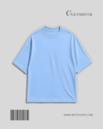 Essential Sky Blue Solid Drop Shoulder Oversized Unisex T-Shirt | Premium Cotton | GetShiver