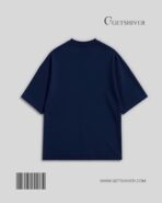 Essential Navy Blue Solid Drop Shoulder Oversized Unisex T-Shirt | Premium Cotton | GetShiver - Image 2