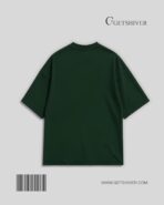 Essential Bottle Green Solid Drop Shoulder Oversized Unisex T-Shirt | Premium Cotton | GetShiver - Image 2