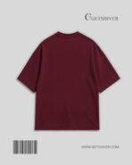 Essential Maroon Solid Drop Shoulder Oversized Unisex T-Shirt | Premium Cotton | GetShiver - Image 2