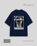 Cats. All Bite No Bark Drop Shoulder Oversized T-Shirt | Cat Graphic Tee | Premium Cotton | GetShiver - Image 2