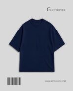 Essential Navy Blue Solid Drop Shoulder Oversized Unisex T-Shirt | Premium Cotton | GetShiver