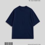 Essential Navy Blue Solid Drop Shoulder Oversized Unisex T-Shirt | Premium Cotton | GetShiver