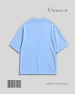 Essential Sky Blue Solid Drop Shoulder Oversized Unisex T-Shirt | Premium Cotton | GetShiver - Image 2