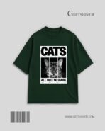 Cats. All Bite No Bark Drop Shoulder Oversized T-Shirt | Cat Graphic Tee | Premium Cotton | GetShiver - Image 3
