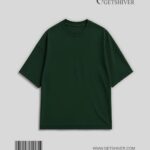 Essential Bottle Green Solid Drop Shoulder Oversized Unisex T-Shirt | Premium Cotton | GetShiver