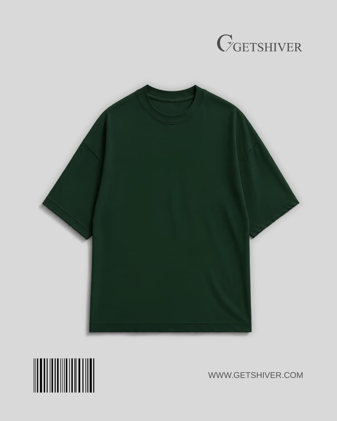 3 jpg Essential Bottle Green Solid Drop Shoulder Oversized Unisex T-Shirt | Premium Cotton | GetShiver - Image 1