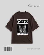 Cats. All Bite No Bark Drop Shoulder Oversized T-Shirt | Cat Graphic Tee | Premium Cotton | GetShiver - Image 4