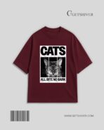 Cats. All Bite No Bark Drop Shoulder Oversized T-Shirt | Cat Graphic Tee | Premium Cotton | GetShiver - Image 5