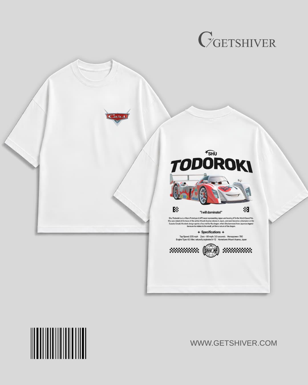 6 Todoroki Racing Oversized Graphic T-Shirt | JDM Motorsport Design | Premium Cotton | GetShiver - Image 1