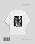 Cats. All Bite No Bark Drop Shoulder Oversized T-Shirt | Cat Graphic Tee | Premium Cotton | GetShiver - Image 6