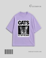 Cats. All Bite No Bark Drop Shoulder Oversized T-Shirt | Cat Graphic Tee | Premium Cotton | GetShiver - Image 7