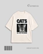 Cats. All Bite No Bark Drop Shoulder Oversized T-Shirt | Cat Graphic Tee | Premium Cotton | GetShiver - Image 8